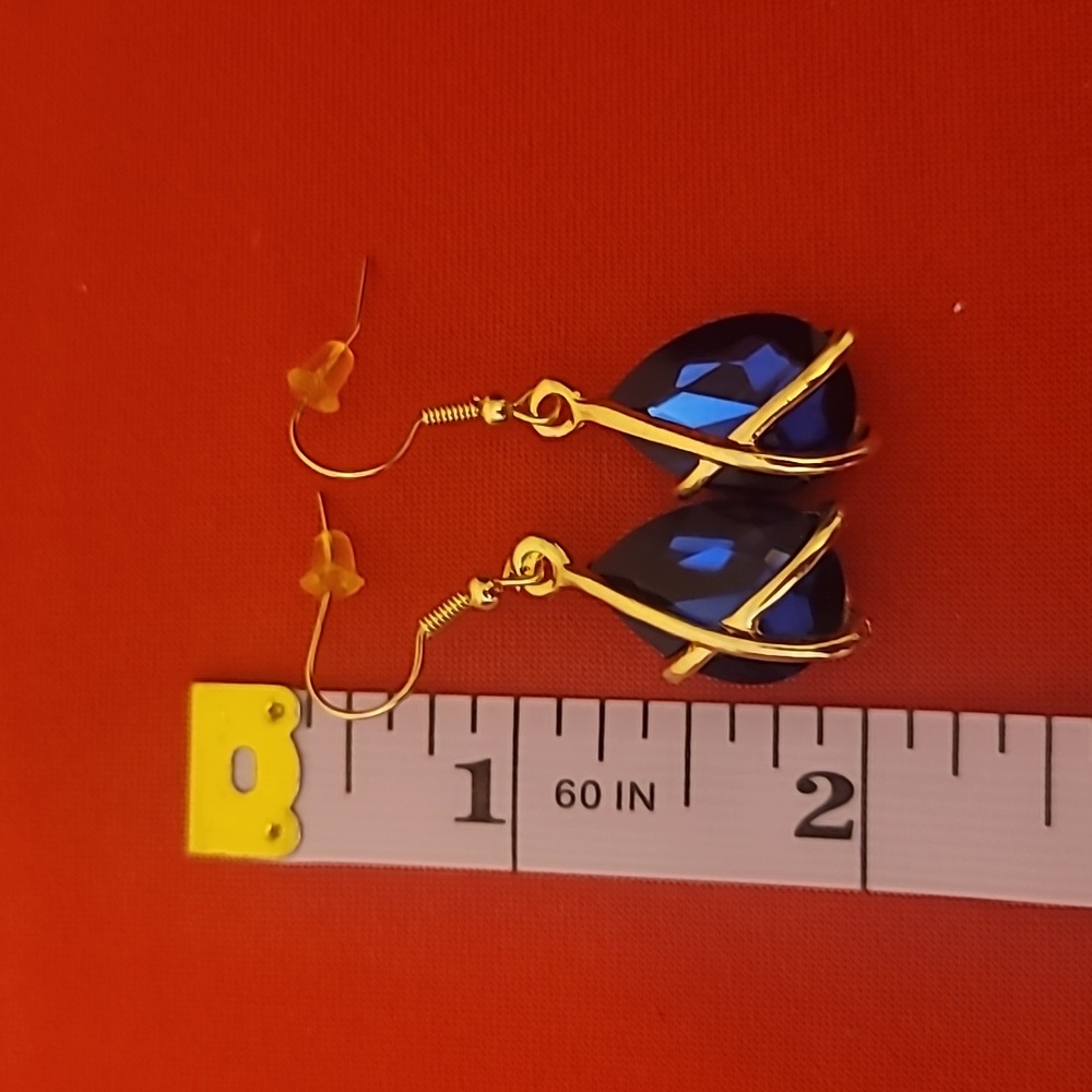 Fashion Blue Teardrop Pendant Necklace & Earring Set - Alloy & Titanium Steel - Picture 3 of 13